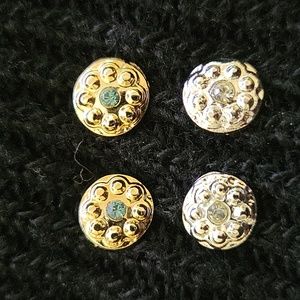 2 pairs of studs - silver and gold tone